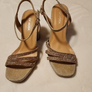 TOP Moda Glittery Gold Strappy Heels